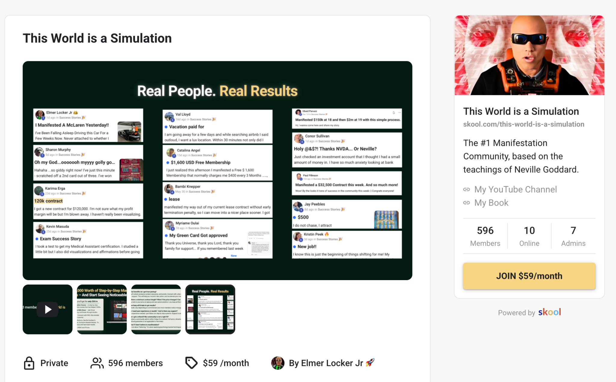 This World Is A Simulation community page on Skool
